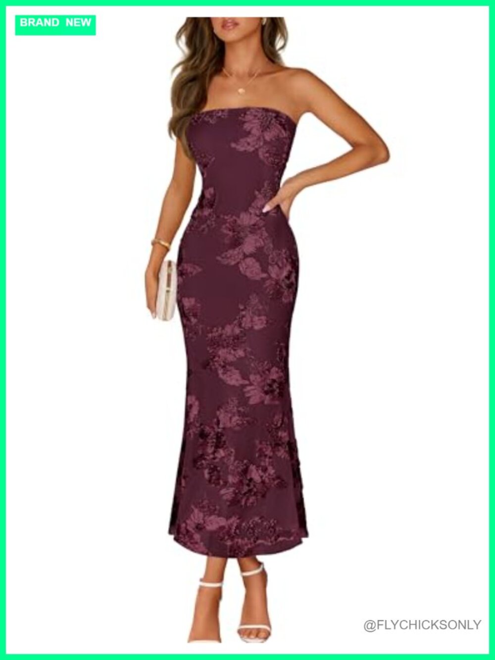 Women's Floral Off Shoulder Bodycon Maxi Dress Strapless Wedding Guest
